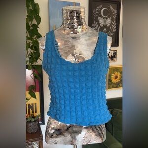 Vibrant Blue Textured Tank Top
